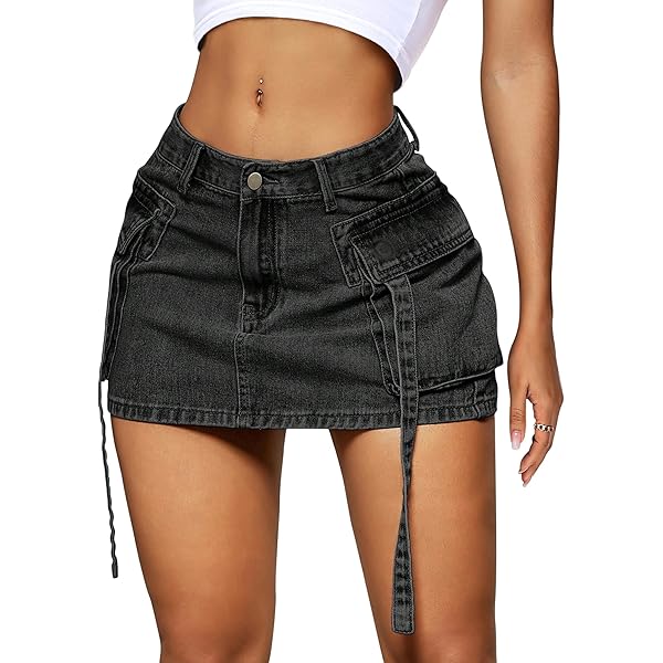 Amazon.com: peassa Y2K Cargo Skirt Women's Mini Jean Skirt