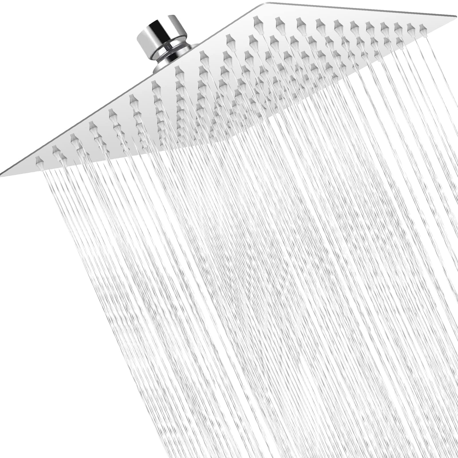Rain Shower Head - 12" Large Rainfall Shower Head High Flow Stainless Steel Square Stainless Steel Anti-Rust Fixed Showerhead with Chrome Finish Waterfall Overhead Shower Heads Easy Installation