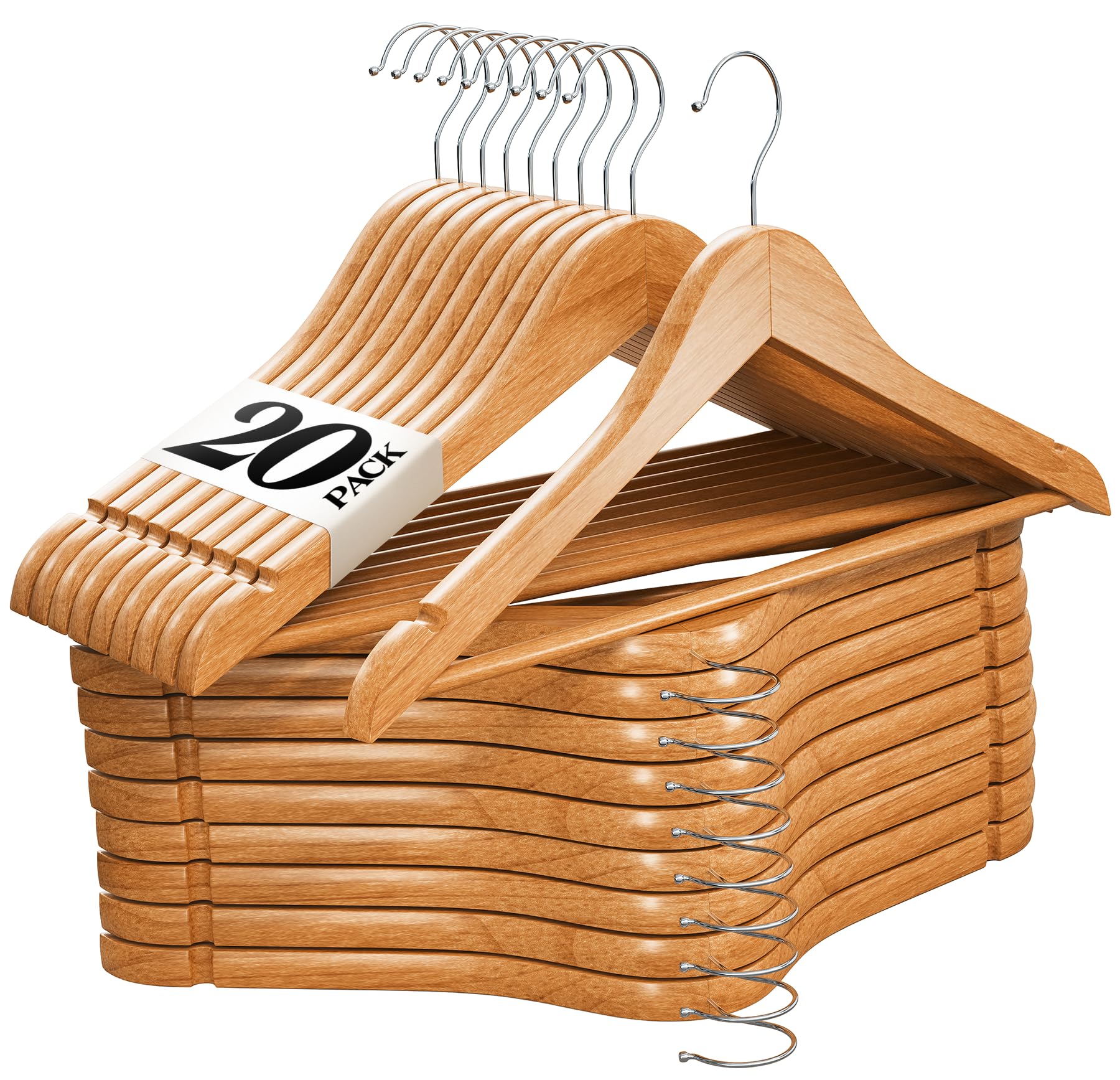 Mua Premium Wooden Hangers 20 Pack Durable Non Slip Coat Hangers