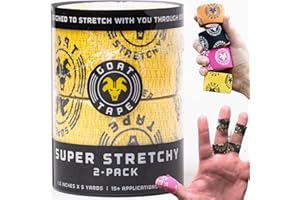 Goat Tape Super Stretchy Thumb Tape - Weightlifting Hook Grip Tape & WOD Tape for Cross Training, Gym Workout Tape, Athletic Finger Wrap - Flexes with Every Move - 15 Feet per Roll (Yellow 2-Pack)
