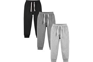 Resinta 3/4 Pack Toddler and Boys Fleece Lined Sweatpants Cotton Kids Jogger Pants with Pockets Drawstring