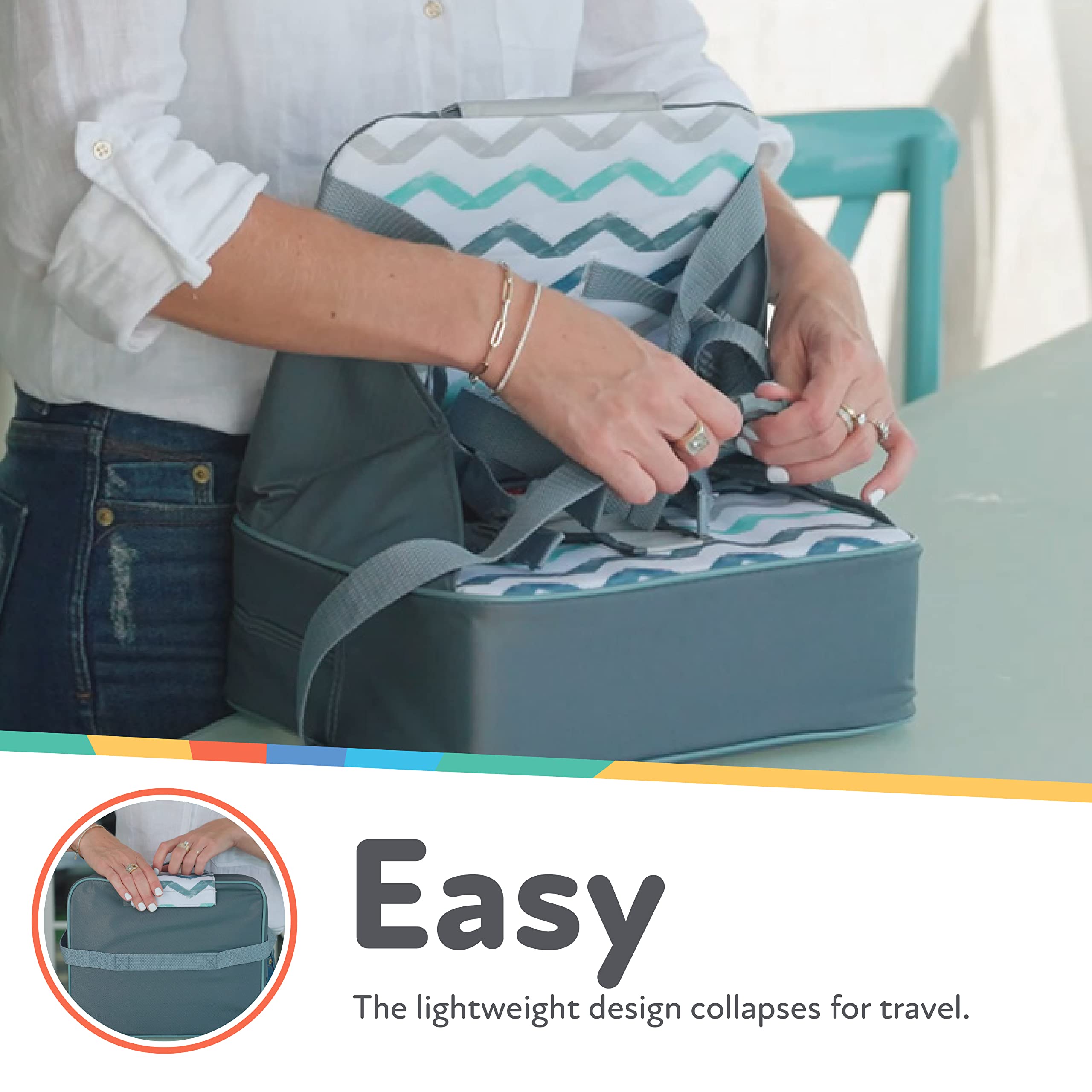 Nuby Easy Go Booster Seat - Travel Booster Seat for Babies and Toddlers - Holds Up to 35 Pounds - 9+ Months - Blue