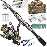 Dr.Fish Fishing Rod and Reel Combos 125-Pieces Telescopic Spinning Pole Reel Gear Equipment Set with Tackle Bag for Adult Collapsible Travel Complete Fishing Set Men Starter Freshwater Saltwater