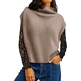 TIQOJE Women’s Oversized Knit Sleeveless Sweater Vest High Neck Pullover Ribbed Top Casual Fall Layering Knitwear
