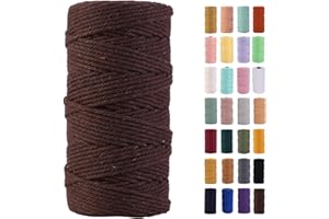 MAOQIAN Brown Macrame Cord 3mm x 109Yards,Colored Cotton Rope Colorful Cotton Cord Soft Craft Cord Twine for Wall Hanging Plant Hangers Crafts Decorative Projects