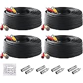 4 Pack 100ft/30M BNC Video Power Cables, BNC Extension Surveillance Camera Wire for CCTV Camera DVR Systems(BNC RCA Adapters 