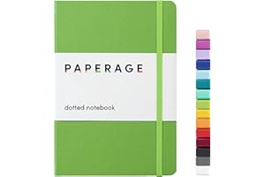 PAPERAGE Dotted Journal Notebook, (Lime Green), 160 Pages, Medium 5.7 inches x 8 inches - 100 gsm Thick Paper, Hardcover