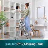 Vivo Technologies 3 Step Ladder Steel Portable Folding 150kg Capacity Grey view 2