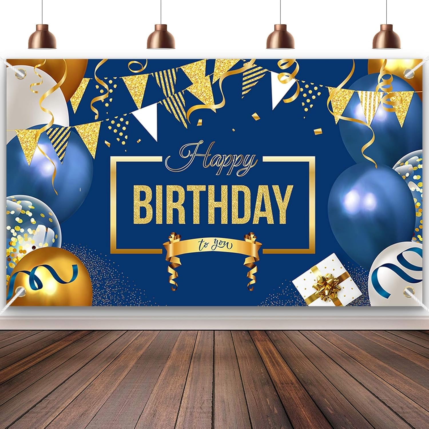 Enjoyfun Happy Birthday Decorations Banner Large Navy Blue