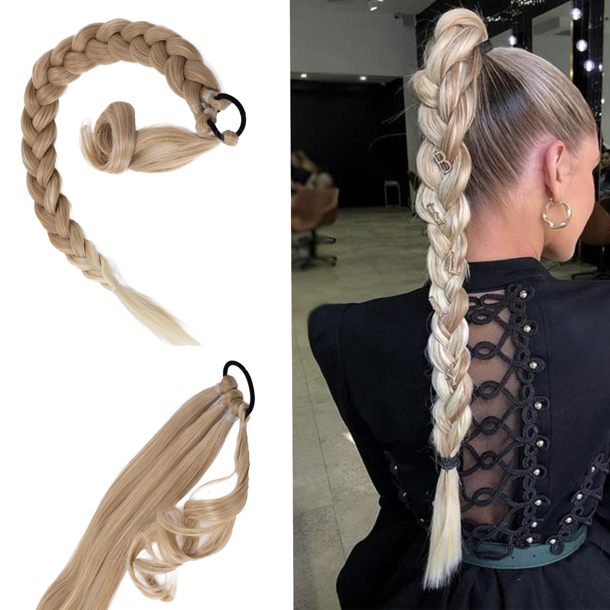 CAISHA 31.5" Hair Piece Ponytail Hair Extensions Braid For Braiding Blonde Mix HEZ 101 โ image 1
