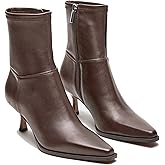 Goiphrri Women's Ankle Boots - Stiletto High Heel, Pointed Toe, Short, Side Zipper, Dress Boots - Elastic, Fashion, Trendy
