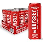 Odyssey Functional Energy Drink for Focus, Cognition & Mood Support 12 Pack - Adaptogenic Drink with 85mg Green Tea Caffeine, Lion’s Mane, Cordyceps, L-Theanine & Ginseng, Passion Fruit Orange Guava