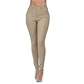High Waisted-Rise Colored Stretch Skinny Destroyed Ripped Distressed Jeans for Women Olive Mustard RED