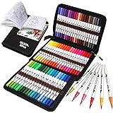 ZSCM Coloring Brush Pens Markers Set, 60 Colors Dual Tips Fine Tip Markers Set with Coloring Book, Gifts for Mother, for Kids