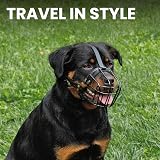 BRONZEDOG Adjustable PVC Wire Basket Dog Muzzle for Large Dogs Leather Straps view 6