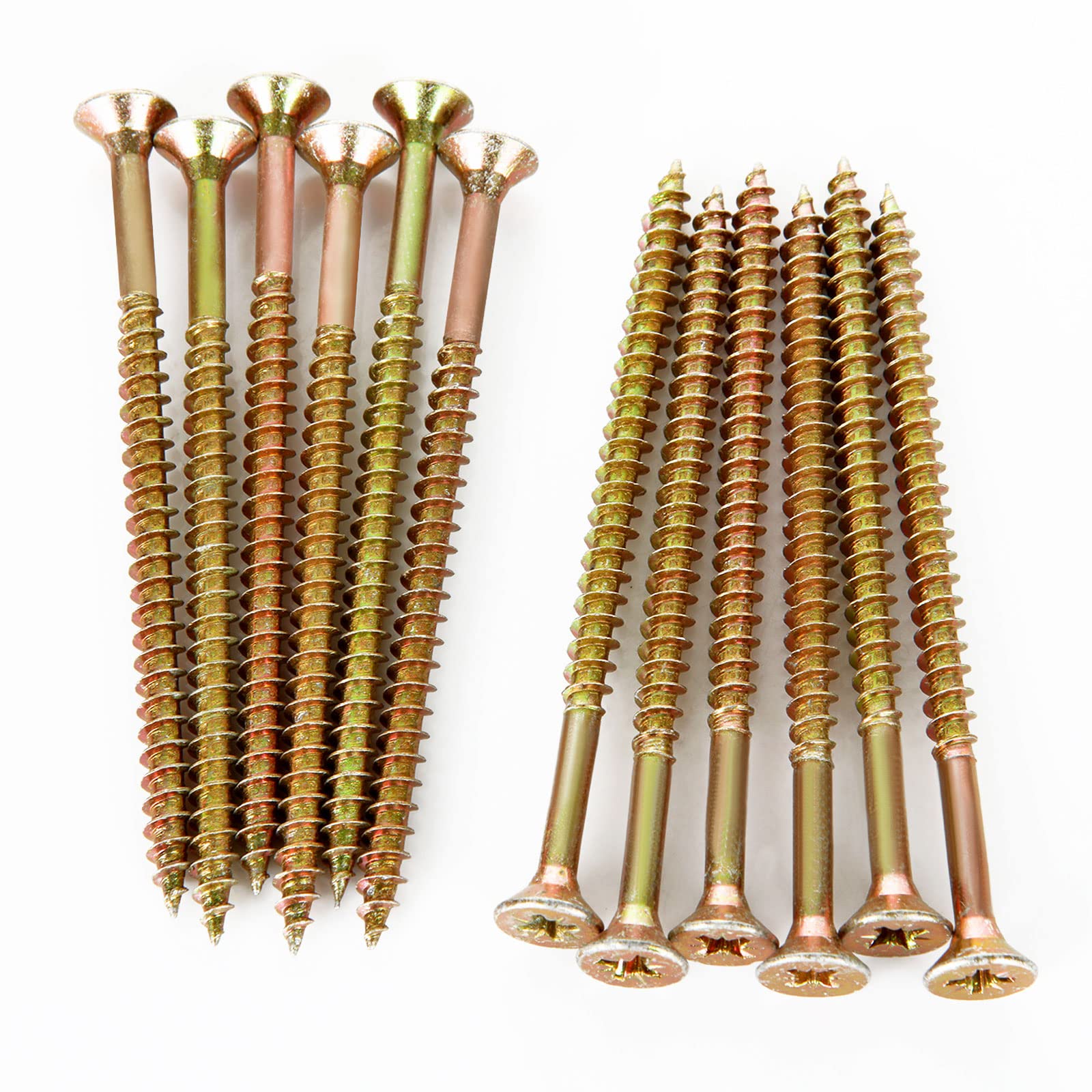 GOYADA 200 Pcs Wood Screws 5mm x 80mm Gold, Large Wood Screws External, Long Wood Pozidrive Decking Screws Assortment For Wood, Chipboard, Home DIY Constructing Repair