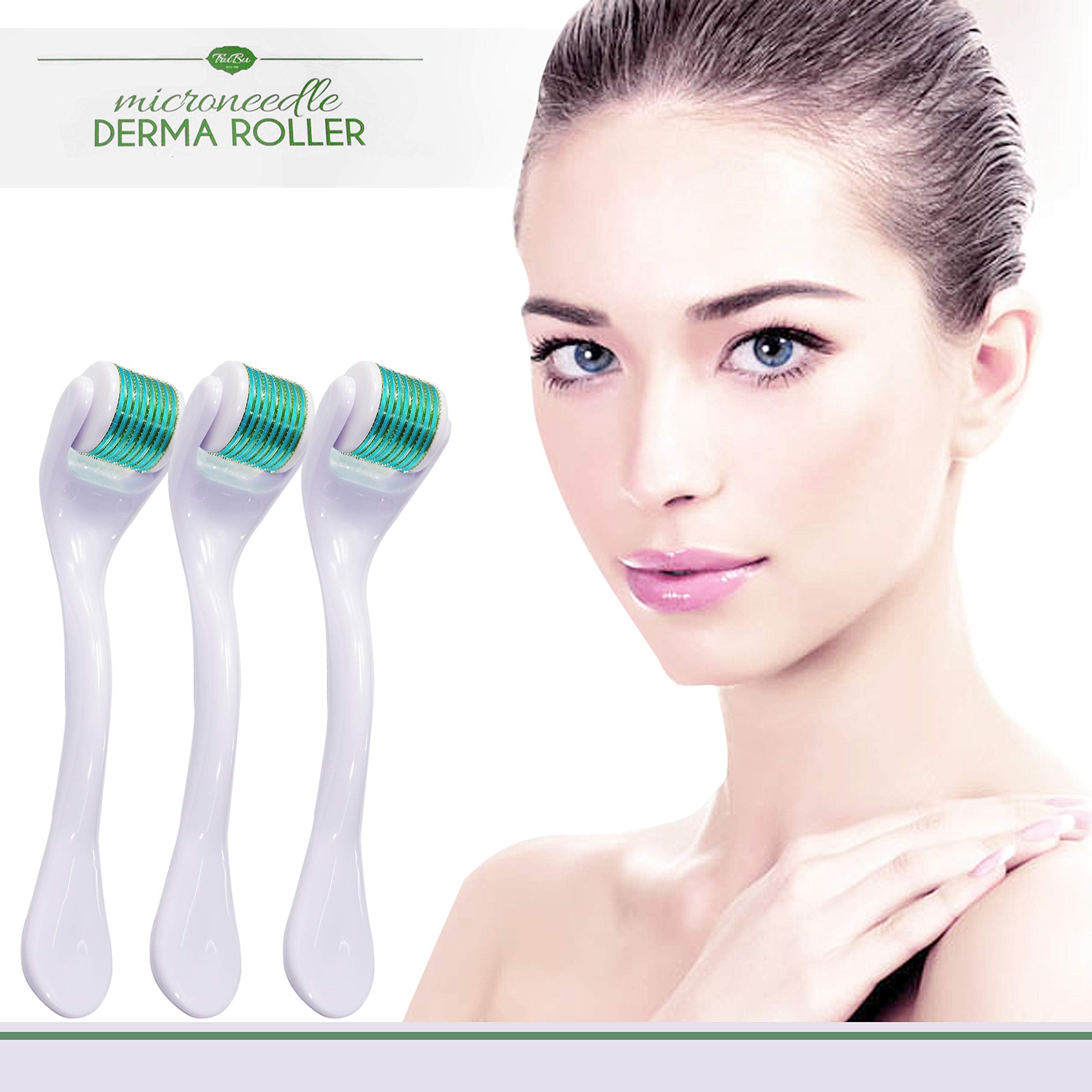 Derma Roller For Face and Body, 0.25mm Micro Needle, 540 Titanium Micro Cosmetic Roller- Includes FREE Storage Case