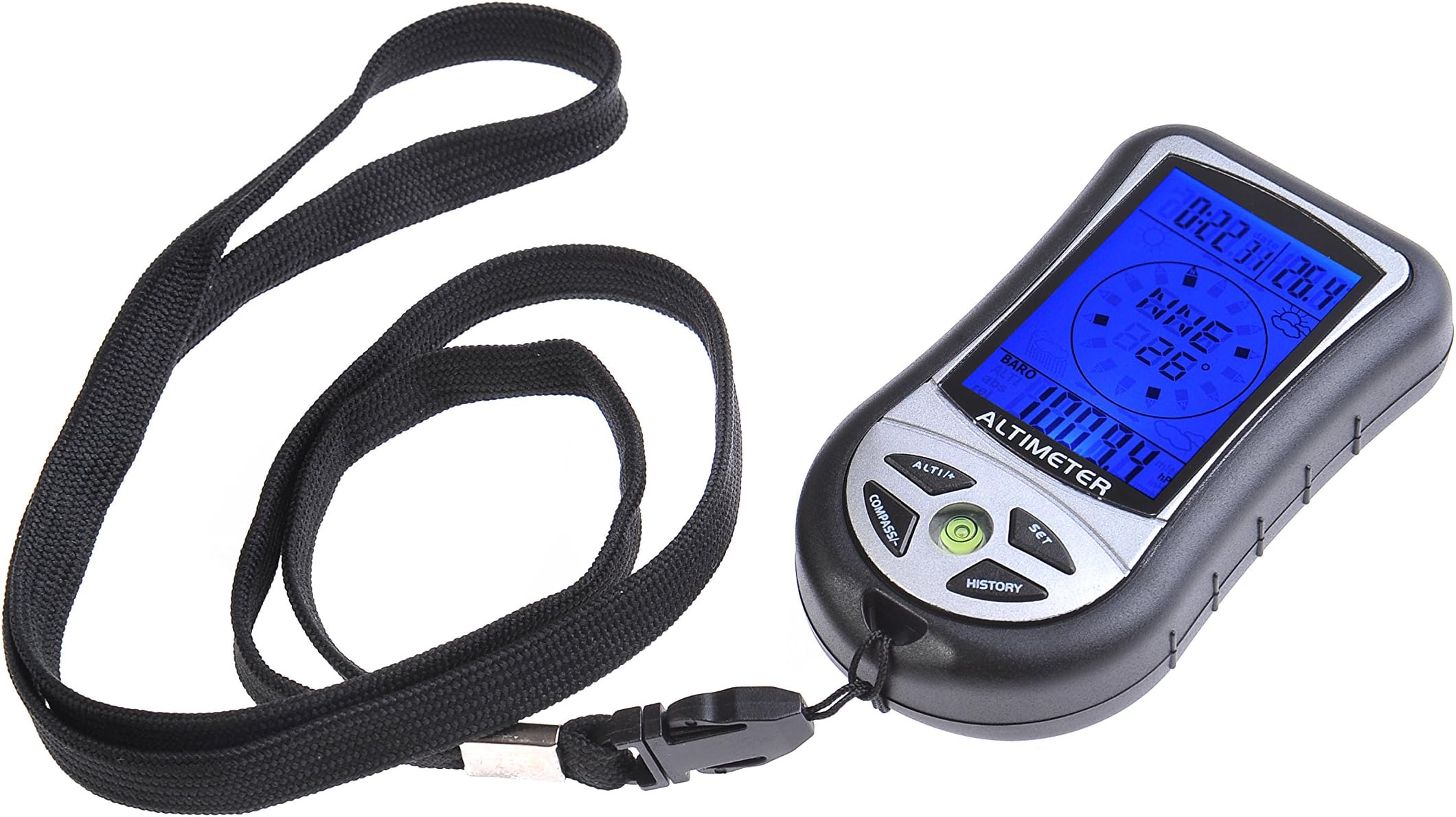 Huntington Multimeter: Digital Compass 8-in-1 (with altimeter, barometer, weather forecast, altitude history, thermometer, clock, calendar) display with backlight, ZD-302
