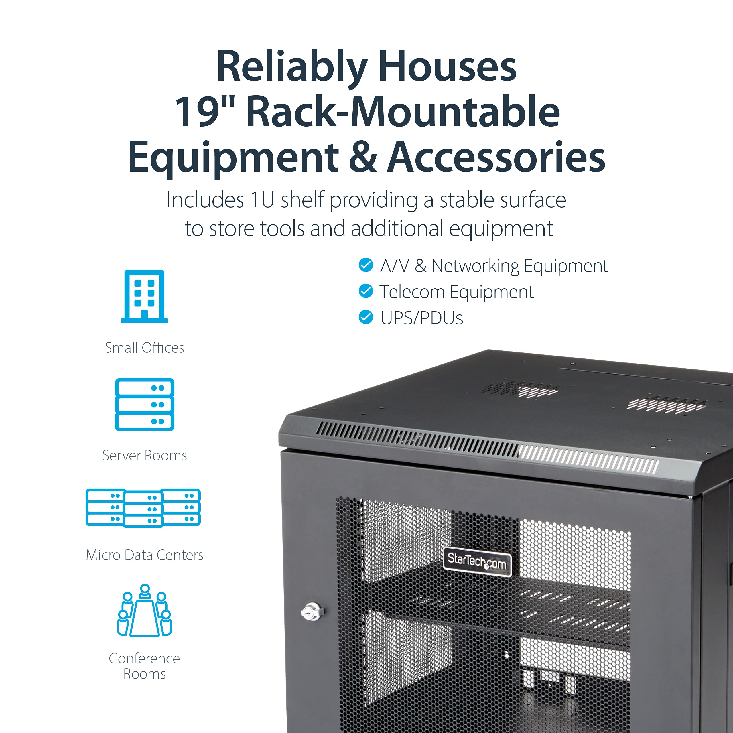 Mua StarTech.com 4-Post 9U Wall Mount Network Cabinet w/ 1U Shelf, 19 ...