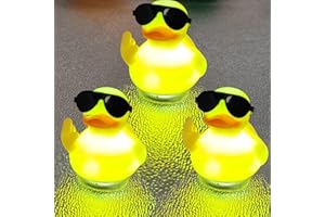 AKLOPE Light Up Duck Plugs, 7 Colors Car LED Lights, Duck Holder, 3 Pcs Rubber Ducks, Car Dashboard Decorations, Black Plastic Duck Plug Holders (6 Pcs)