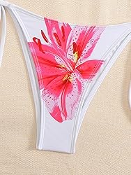 SEGT Women's 2 Piece Floral Print Halter Neck Tie