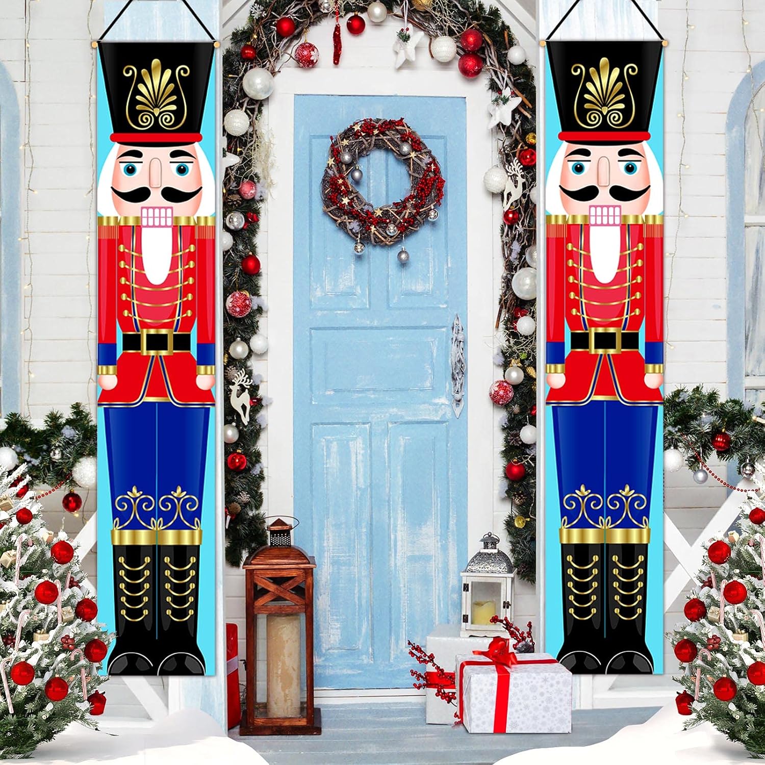 Nutcrackers - Nutcracker Banner Christmas Decorations - Xmas Décor Indoor &Outdoor – Life Size Soldier Model Nutcracker Signs for Front Door,Yard, Porch Garden, Exterior Kids Party