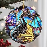 Dragon & Book Christmas Ornament – Christmas Decorations, Holiday Ornament, Ideal Gift for Dragon Lovers, Bookworms Gifts & Xmas Gifts