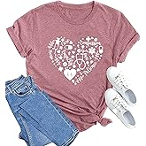 MOUSYA Women Nurse Heart Shirt RN Nurse Shirts for Women Inspirational Print Tops Casual Nurse Life Short Sleeve Shirt