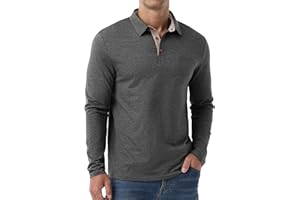 Sailwind Mens Long Sleeve Polo Shirts Button Casual Tee Cotton Collared Golf T Shirts with Pocket