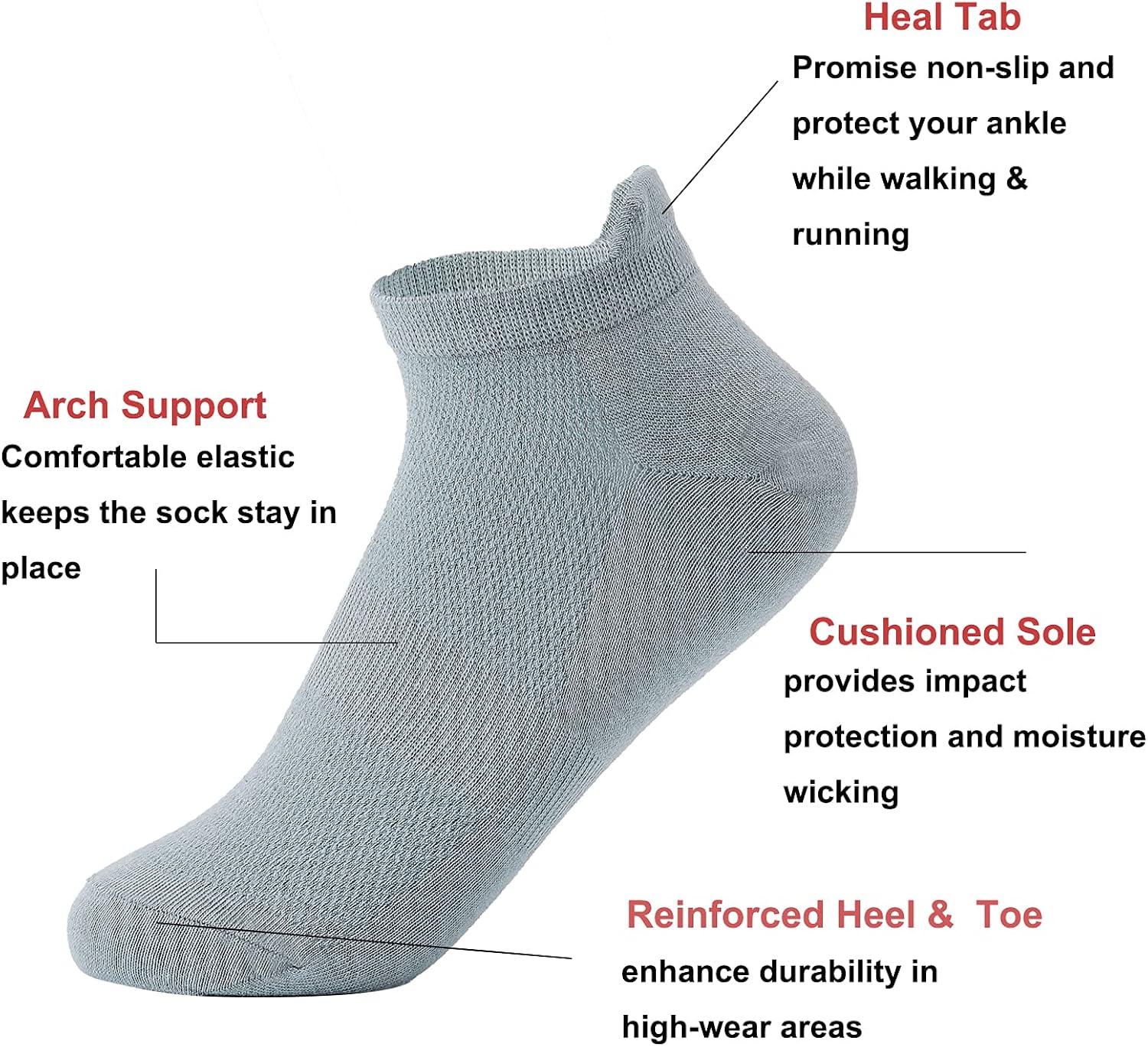 Socks for Women - 6 Pairs, Ankle Socks, Athletic Running Socks, Cushioned Breathable Socks, Low Cut Socks with Heel Tab, No Show Socks - Colorful at  Women’s Clothing store