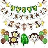 Pirese Monkey Birthday Banner, Monkey Party Decorations, Jungle Birthday Party Decorations | Banana Party Decorations| Banana Birthday Decorations | Monkey Birthday Party Supplies | Monkey Decor
