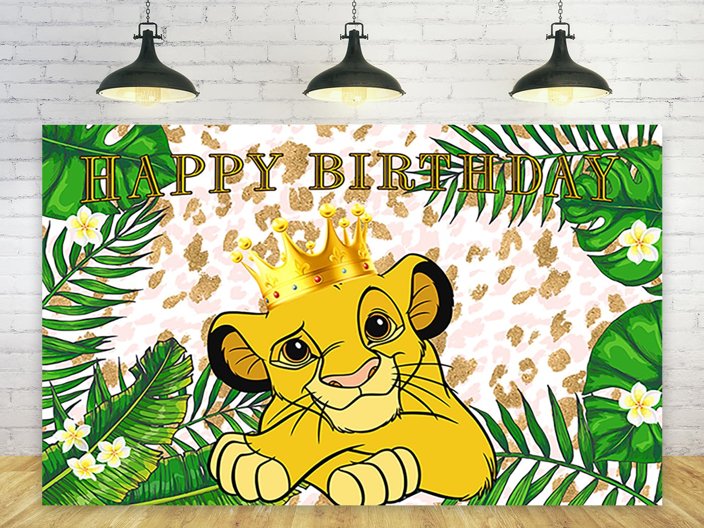 Photo 1 of The Lion King Backdrop for Birthday Party Decorations, Wild Jungle Background for Baby Shower Party Cake Table Decorations Supplies, The Lion King Theme Banner, 5x3ft