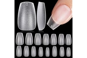 TOMICCA Short Coffin Nail Tips, 15 Sizes Full Cover Double Sided Matte Gel Nails, 240Pcs Acrylic Soft Pre Shaped Nail Tips Set for Nails Professional