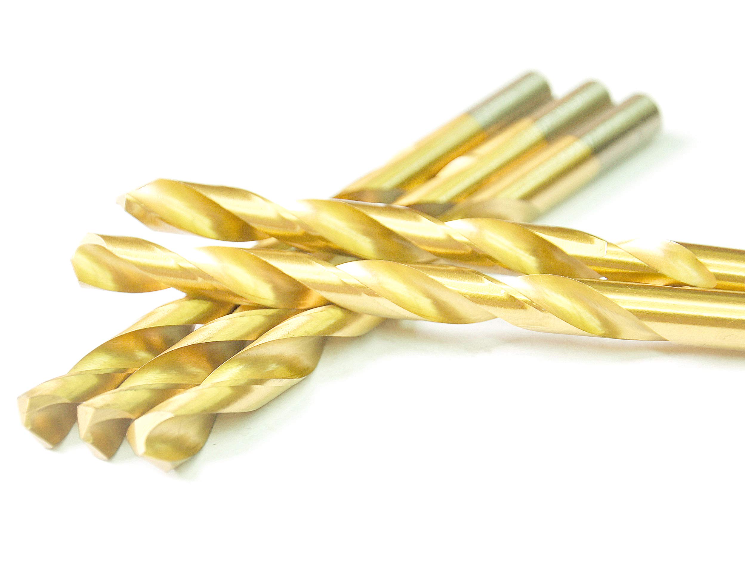 DRILLFORCE (5Pcs) 11/32 in. x 4-3/4 in. HSS Titanium Coated Drill Bits, Jobber Length, Straight Shank, Metal Drill for General Purpose (11/32)