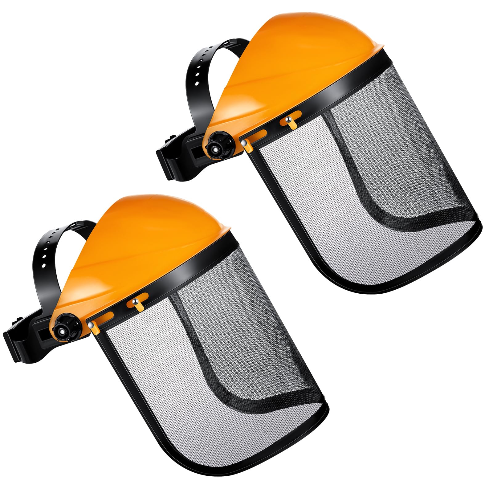Hestya 2 Pcs Safety Face Shield Adjustable Safety Helmet with Visor Chainsaw Helmet Strimmer Face Guard Face Protection Shield Forestry Hat for Gardening Logging Lawn (Orange) — image 1