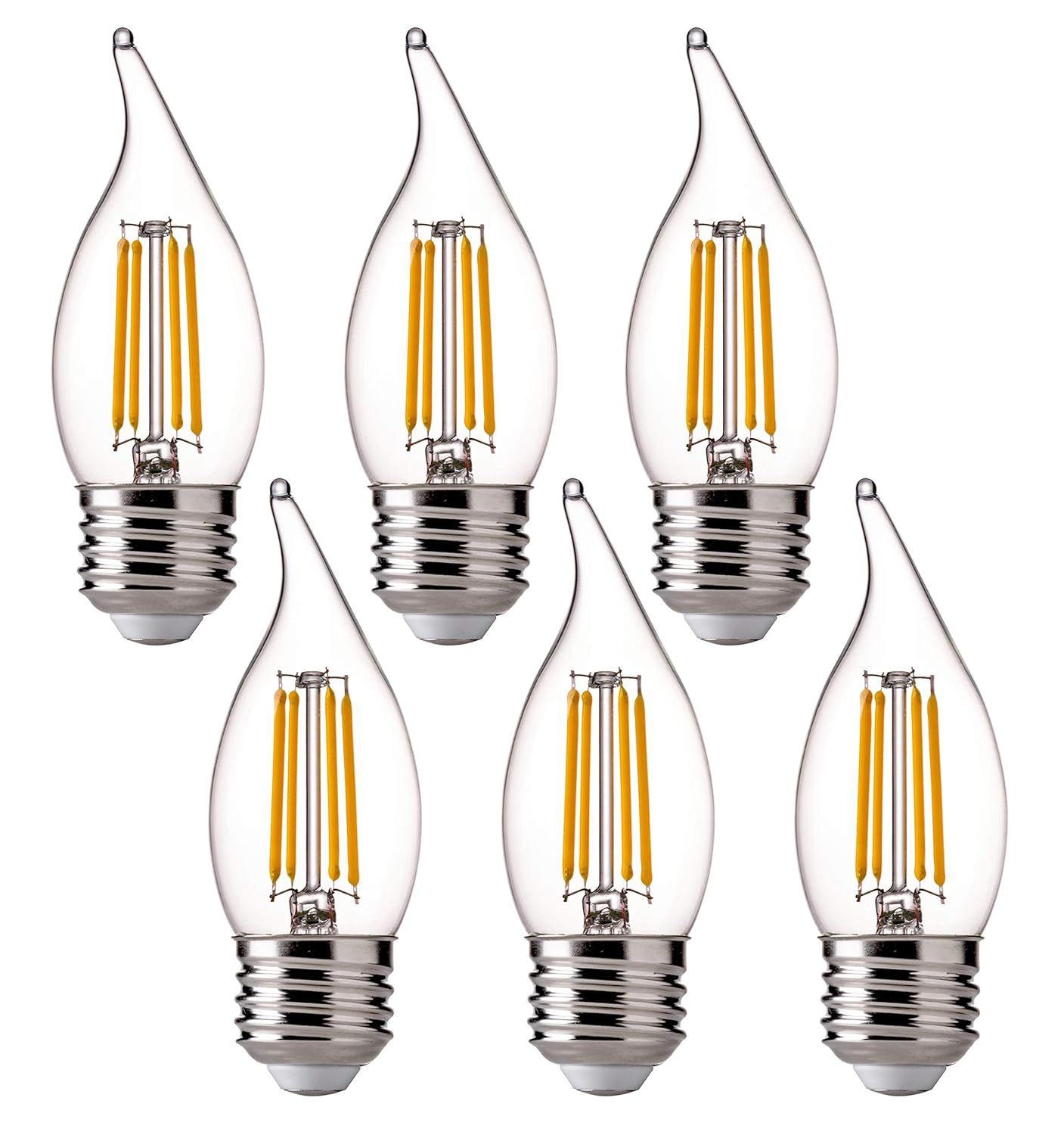 FLSNT LED 60 Watts Equivalent Chandelier Candle Bulbs E26 Screw Base, 4