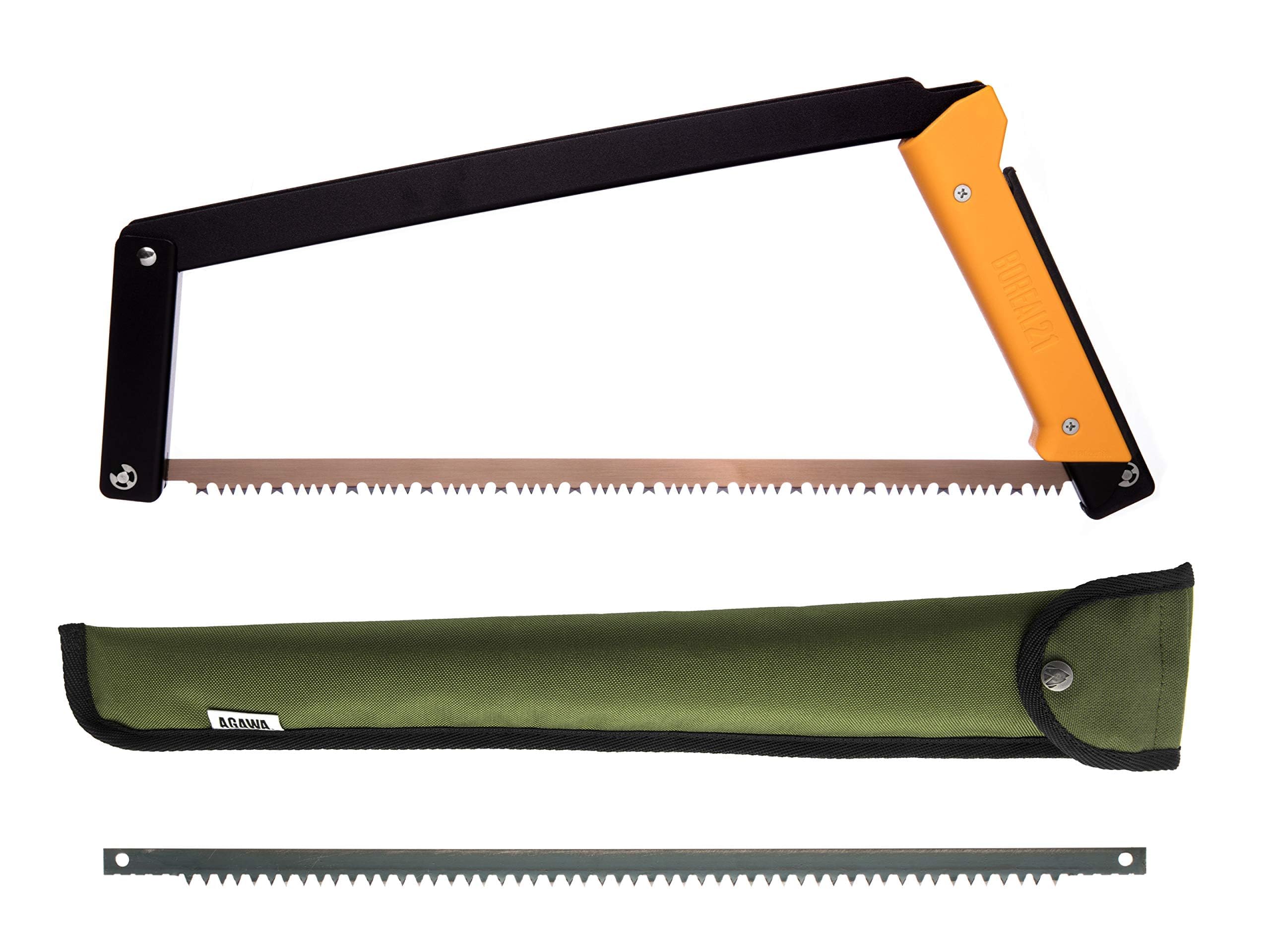 Photo 1 of AGAWA - BOREAL21 Tripper Kit - Includes 21" Folding Saw, Nylon Carrying Case, 21" All-Purpose & 21" Aggressive Blade - For Camping, Hiking & Survival Gear (Black Frame/Yellow Handle)