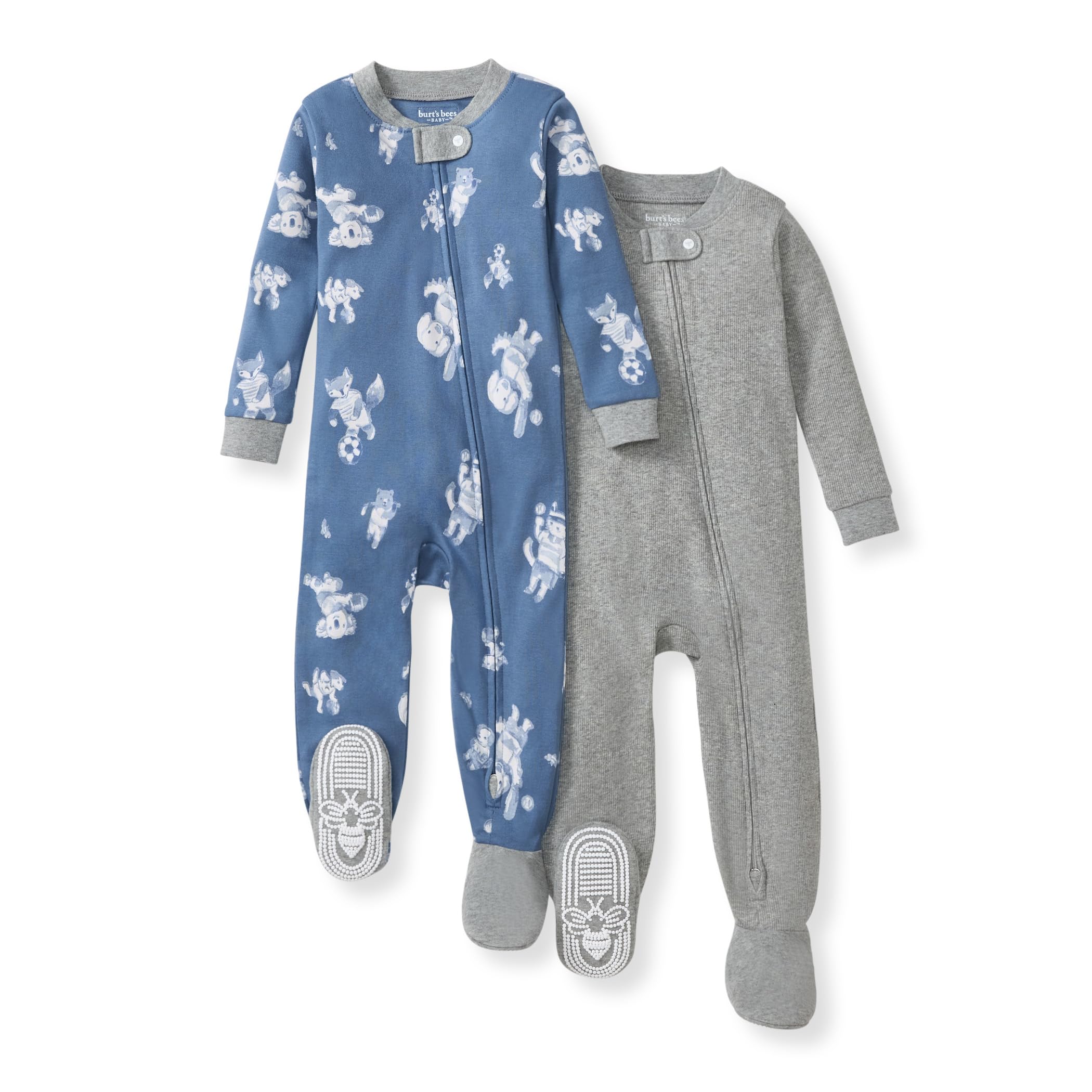Burt's Bees Baby Baby Boys Pajamas, One-Piece Footed Sleeper PJs, Non-Slip Snug Fit for Infants 12, 18, and 24 Months Image