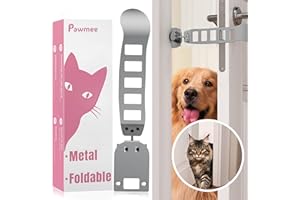 Pawmee Cat Door Latch Holder, Easiest to Install, Most Durable & Foldable Door Stoppers, 【5 Adjustable Sizes】 Keep Interior Door Cracked Open for Cat - Dog Proof Cat Feeding Station, No Wall Damage