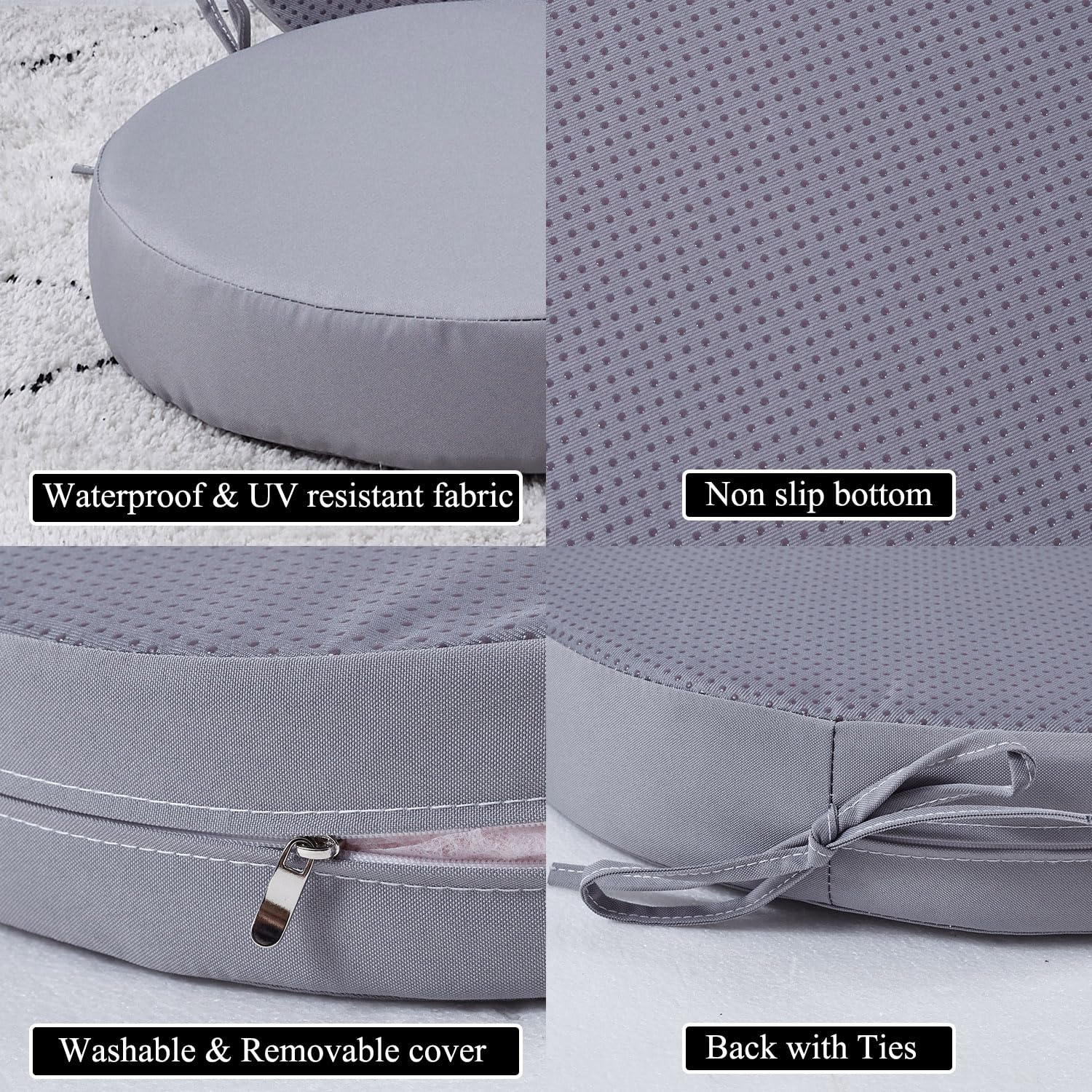 Condition photo showing New/Like New for barpoullar 15 inch round outdoor cushions for patio furniture - 3" thick waterproof & fade-resistant