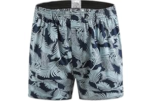 CINVIK Mens Boxers Premium 100% Cotton Soft Loose Pajama Plaid Sleep Shorts Male Short Leg Funny Boxers Small Medium Large