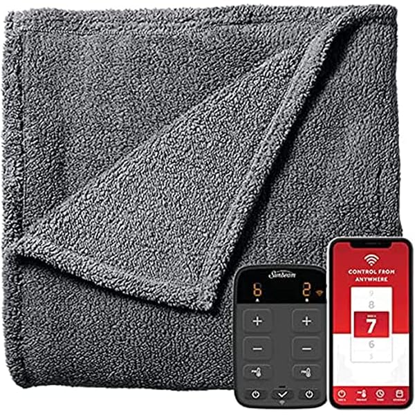 Amazon.com: Sunbeam Lofttec Slate Grey Connected Electric Heated Blanket  Twin Size, 84 x 62, 10 Heat Settings, Fast Heating, Smart Heating  Blankets with Wi-Fi, Auto-Shut Off, Machine Washable : Home u0026 Kitchen