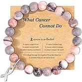 ZLLOO Breast Cancer Bracelets Natural Stone Bead Ribbon Inspirational Awareness Bracelets Encouragement Handmade Gifts for Women Girls Best Friend Sister