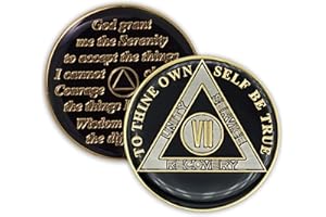 THE TOKEN SHOP 7 Year Sobriety Coin | Triplate AA Chip Recovery Anniversary Token (Black)