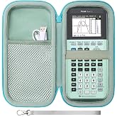 Case for Texas Instruments TI-84 Plus CE/TI-84 Evo/TI 84 Plus/TI-Nspire CX II CAS/TI-Nspire CX II Graphing Calculator, Mesh Pocket for Charging Cables, Pens and Rule(Mint)
