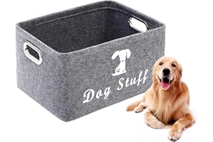Geyecete Dog Apparel & Accessories/Dog Toys/Pet Supplies Storage Basket/Bin with Handles, Collapsible & Convenient Storage Solution for Office, Bedroom, Closet, Toys, Laundry(Grey) …