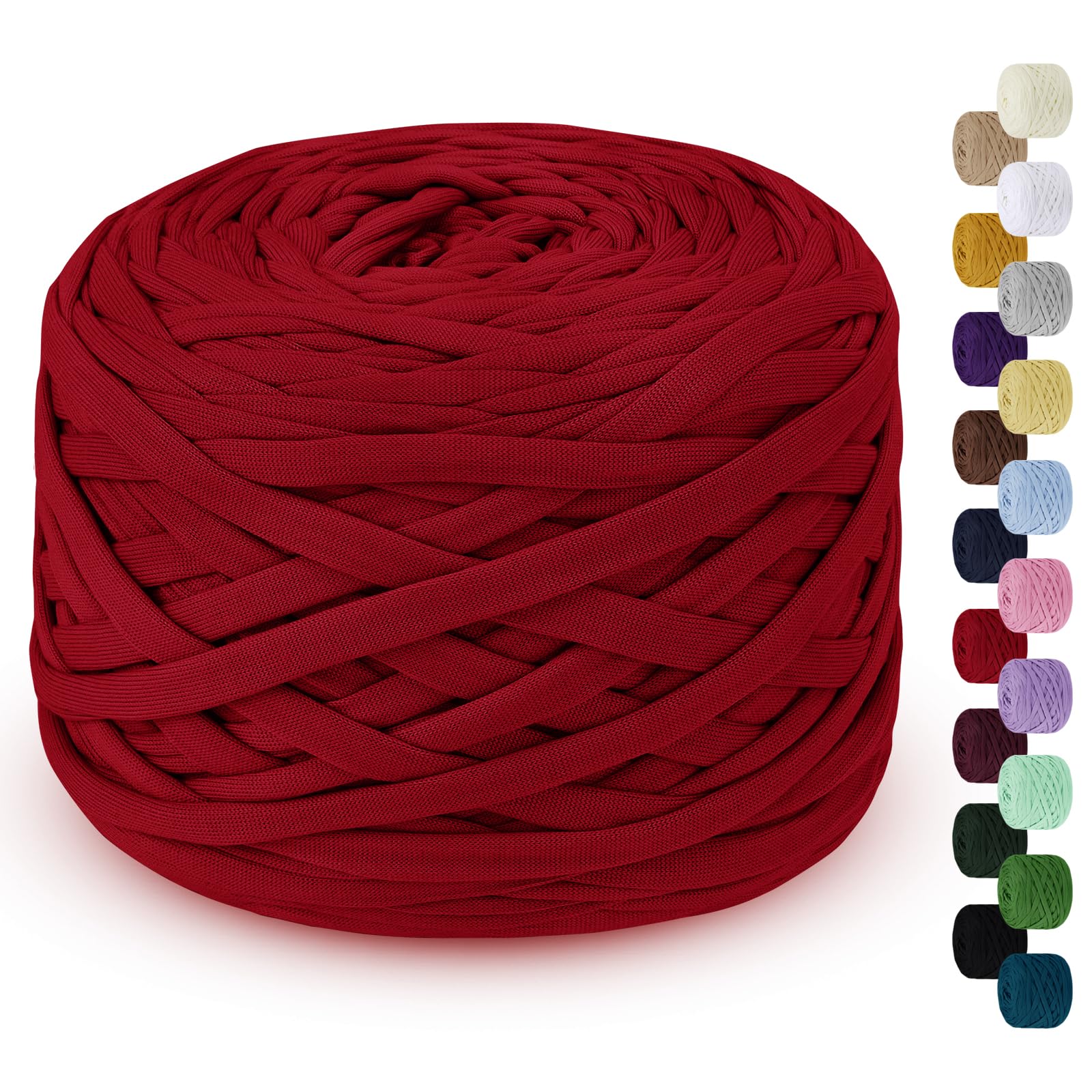 LEREATI 285g T-Shirt Yarn for Crocheting 100m Elastic Ribbon Thick Fabric, Knitting for Crochet Bag, Blanket, Basket, DIY Projects, Home Decor (Red)