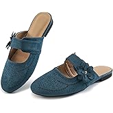 Aomigoct Mules for Woman Flats Comfortable: Round Toe Slip On Womens Mules Casual Fashion Work Shoes