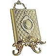 LaModaHome Islamic Book Rehal Stand, Home Decoration to Display the Quran with Elegance, Metal Holder for Reading Studying, Special Events, Ramadan, Religious Holidays - Gold
