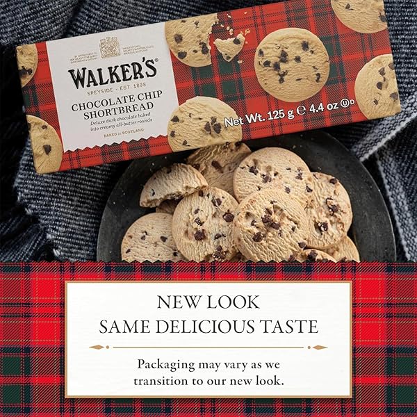 WALKER’S SHORTBREAD CHOCOLATE CHIP COOKIES, PURE BUTTER SHORTBREAD COOKIES, 4.4 OZ (PACK OF 4)